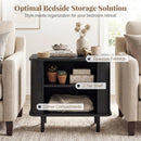 End Table Modern Mid Century Nightstand with Sliding Tambour Doors and Storage Shelf by LJGDeals