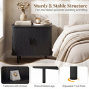 End Table Modern Mid Century Nightstand with Sliding Tambour Doors and Storage Shelf by DirectDeals