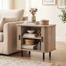 End Table Modern Mid Century Nightstand with Sliding Tambour Doors and Storage Shelf by DirectDeals