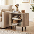 End Table Modern Mid Century Nightstand with Sliding Tambour Doors and Storage Shelf by LJGDeals