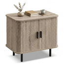 End Table Modern Mid Century Nightstand with Sliding Tambour Doors and Storage Shelf by DirectDeals