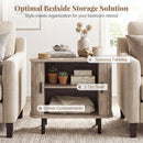 End Table Modern Mid Century Nightstand with Sliding Tambour Doors and Storage Shelf by DirectDeals