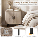 End Table Modern Mid Century Nightstand with Sliding Tambour Doors and Storage Shelf by DirectDeals