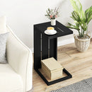 Set of 2 C-Shaped End Table with Adjustable Foot Pads for Indoors Outdoors-Black by LJGDeals