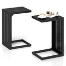 Set of 2 C-Shaped End Table with Adjustable Foot Pads for Indoors Outdoors-Black by LJGDeals
