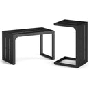 Set of 2 C-Shaped End Table with Adjustable Foot Pads for Indoors Outdoors-Black by LJGDeals