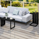 Set of 2 C-Shaped End Table with Adjustable Foot Pads for Indoors Outdoors-Black by LJGDeals