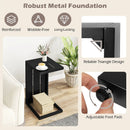 Set of 2 C-Shaped End Table with Adjustable Foot Pads for Indoors Outdoors-Black by LJGDeals