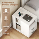 End Table with Built-in Charging Station Sofa Side Bedside Table on Wheels by LJGDeals