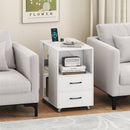 End Table with Built-in Charging Station Sofa Side Bedside Table on Wheels by LJGDeals