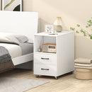 End Table with Built-in Charging Station Sofa Side Bedside Table on Wheels by LJGDeals