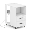 End Table with Built-in Charging Station Sofa Side Bedside Table on Wheels by LJGDeals