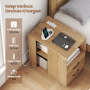End Table with Built-in Charging Station Sofa Side Bedside Table on Wheels by LJGDeals