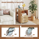 End Table with Built-in Charging Station Sofa Side Bedside Table on Wheels by LJGDeals