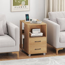 End Table with Built-in Charging Station Sofa Side Bedside Table on Wheels by LJGDeals
