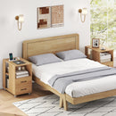 End Table with Built-in Charging Station Sofa Side Bedside Table on Wheels by LJGDeals