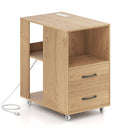End Table with Built-in Charging Station Sofa Side Bedside Table on Wheels by LJGDeals