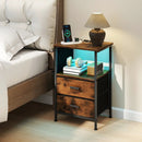 End Table with Charging Station Set of 2 Nightstand with 2 Folding Fabric Drawers by LJGDeals