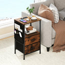 End Table with Charging Station Set of 2 Nightstand with 2 Folding Fabric Drawers by LJGDeals