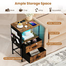 End Table with Charging Station Set of 2 Nightstand with 2 Folding Fabric Drawers by LJGDeals