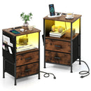 End Table with Charging Station Set of 2 Nightstand with 2 Folding Fabric Drawers by LJGDeals