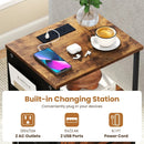 End Table with Charging Station Set of 2 Nightstand with 2 Folding Fabric Drawers by LJGDeals