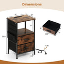 End Table with Charging Station Set of 2 Nightstand with 2 Folding Fabric Drawers by LJGDeals