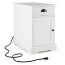 End Table with Charging Station and Flip Top-White by LJGDeals
