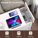 End Table with Charging Station and Flip Top-White by LJGDeals