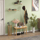End Table with Coat Rack Solid Wood Coat Tree with 2-in-1 Side Table-Natural by LJGDeals