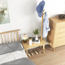 End Table with Coat Rack Solid Wood Coat Tree with 2-in-1 Side Table-Natural by LJGDeals