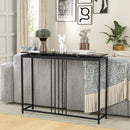 Entrance Couch Table with Narrow Faux Marble Top for Living Room and Hallway-Black by LJGDeals