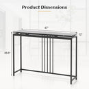 Entrance Couch Table with Narrow Faux Marble Top for Living Room and Hallway-Black