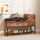 Entryway Bench with Flip Top Box and 2 Door Cabinets for Entryway-Rustic Brown by LJGDeals