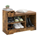 Entryway Storage Shoe Bench with 1 Storage Drawer and 3 Open Compartments-Rustic Brown by LJGDeals