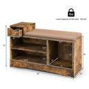 Entryway Storage Shoe Bench with 1 Storage Drawer and 3 Open Compartments-Rustic Brown by LJGDeals