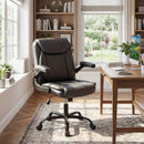 Ergonomic Leather Office Chair with Flip-up Armrests and Rocking Function by LJGDeals