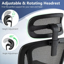 Ergonomic Office Chair Swivel Computer Desk Chair with Rotating Headrest-Black by DirectDeals