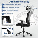 Ergonomic Office Chair with 3D Headrest and Reclining Backrest-Black by LJGDeals