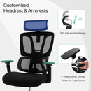 Ergonomic Office Chair with N Type Lumbar Support and Adjustable Headrest-Black by LJGDeals