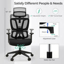 Ergonomic Office Chair with N Type Lumbar Support and Adjustable Headrest-Black by LJGDeals