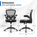 Adjustable Swivel Mesh Task Office Chair with Flip-Up Armrests-Black by LJGDeals