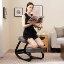 Wooden Ergonomic Backless Rocking Kneeling Chair with Padded Cushion-Gray by LJGDeals