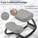 Wooden Ergonomic Backless Rocking Kneeling Chair with Padded Cushion-Gray by LJGDeals
