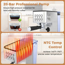 Espresso Machine 20 Bar Compact Stainless Steel Coffee Maker with Milk Frother-Silver by LJGDeals