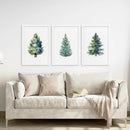 Home Decor Watercolor Christmas Tree Prints Set by Wall Art Set