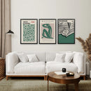 Set of 3 Abstract Figure Art Prints Sage Green by Wall Art Set