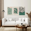 Set of 3 Abstract Figure Art Prints Sage Green by Wall Art Set