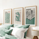 Set of 3 Abstract Figure Art Prints Sage Green by Wall Art Set