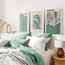 Set of 3 Abstract Figure Art Prints Sage Green by Wall Art Set
